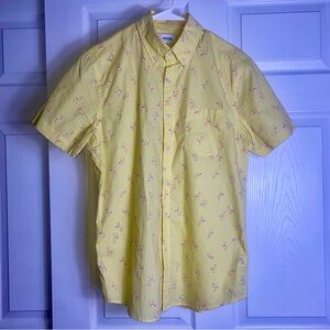 Sonoma Men’s Yellow Flamingo Short Sleeve Button Down Shirt